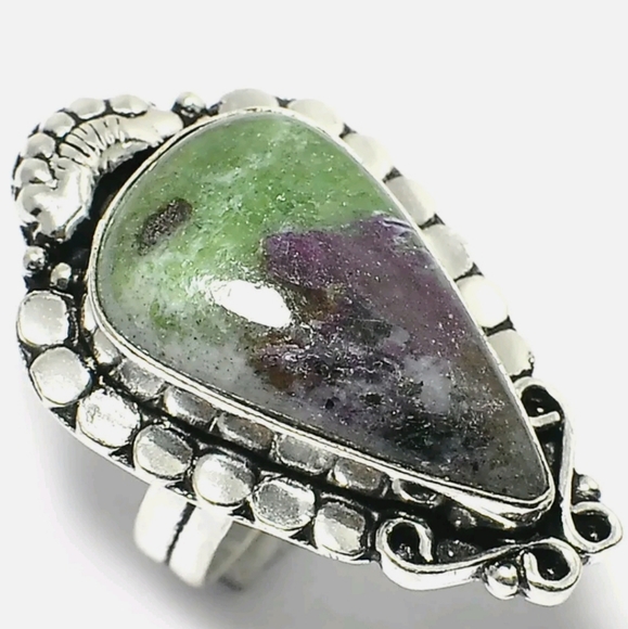 New Ruby in Zoisite 925 Silver Ring. - Picture 4 of 9